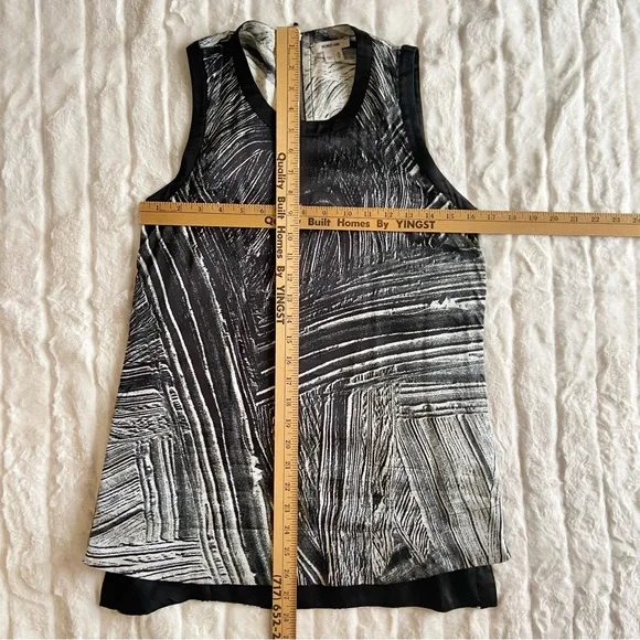 Helmut Lang Method Print Abstract Silk Satin Sleeveless Side Zipper Blouse Small - Picture 13 of 13